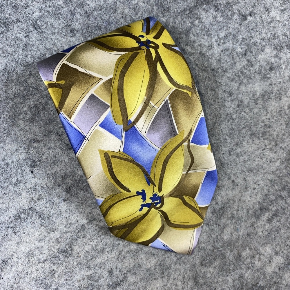 J. Garcia Butterfly Study II Collection Yellow Floral Silk Neck Tie